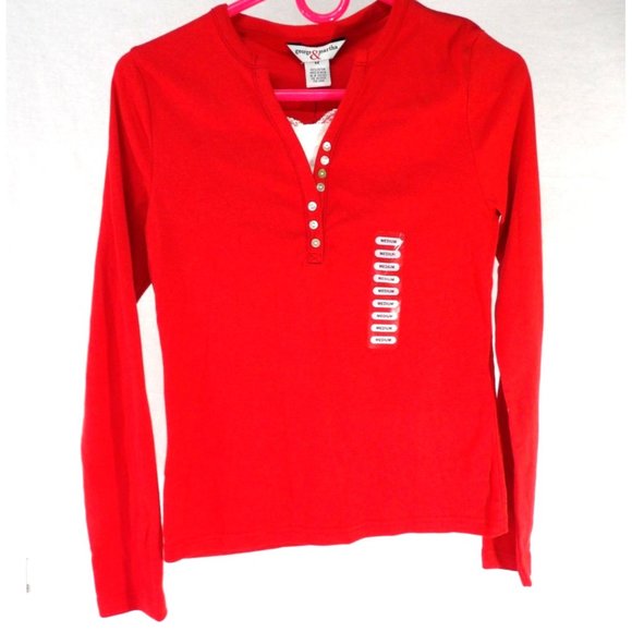 George & Martha Tops - Women's Long Sleeve Top 6 Button V-Neck size Medium NWT